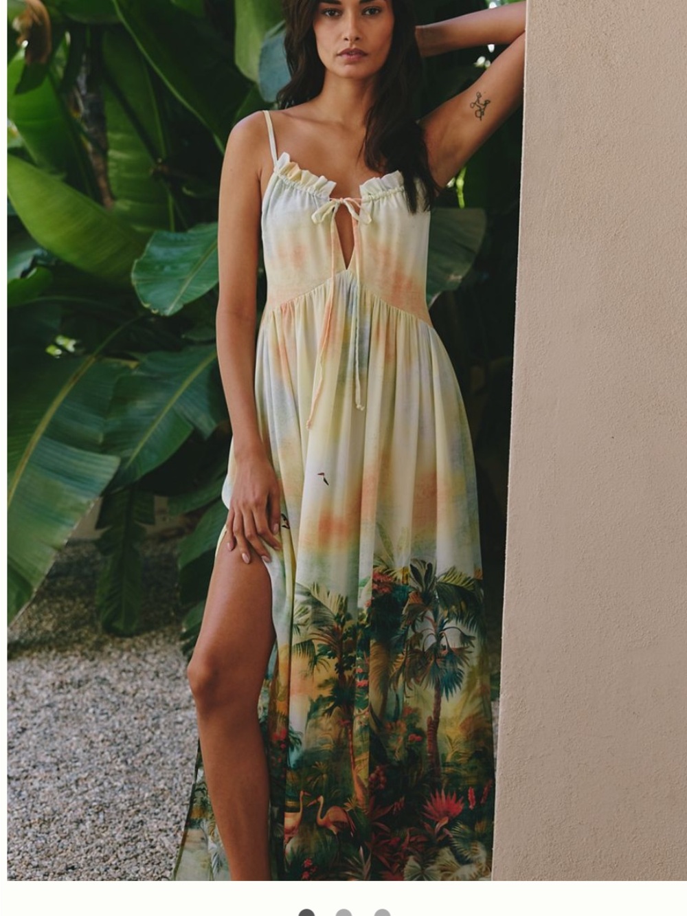 Tropical Tie-Front Maxi Dress in Pastel Gradient